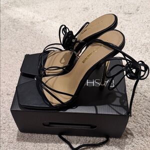 Fashion Nova Elegant Black Lace-Up Heels